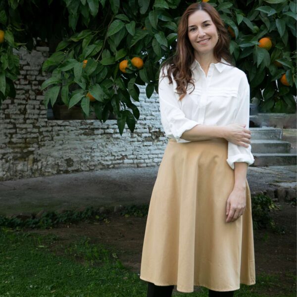 FALDA MIDI SARGA BEIGE ASHA ALGODÓN ORGÁNICO