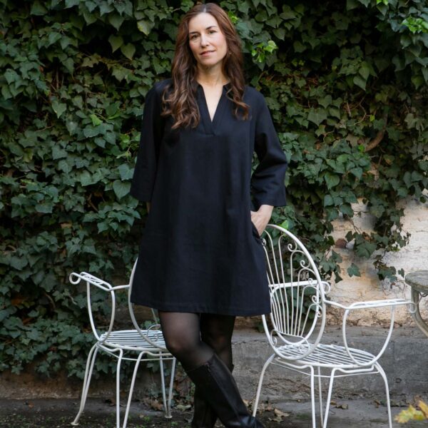 VESTIDO CAMISERO NEGRO JYOTI ALGODÓN ORGÁNICO