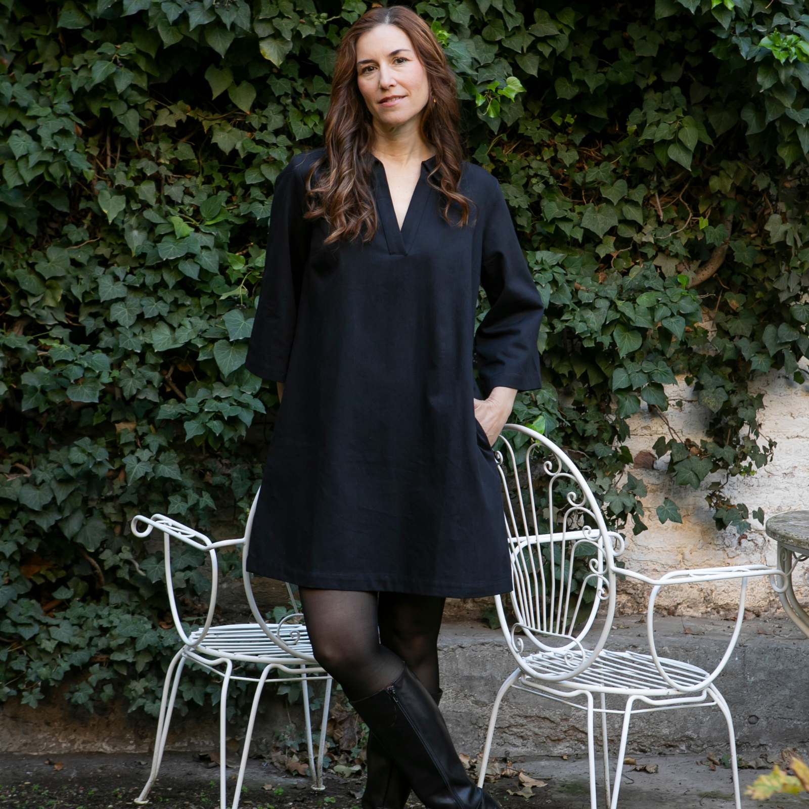 VESTIDO CAMISERO NEGRO JYOTI ALGODÓN ORGÁNICO
