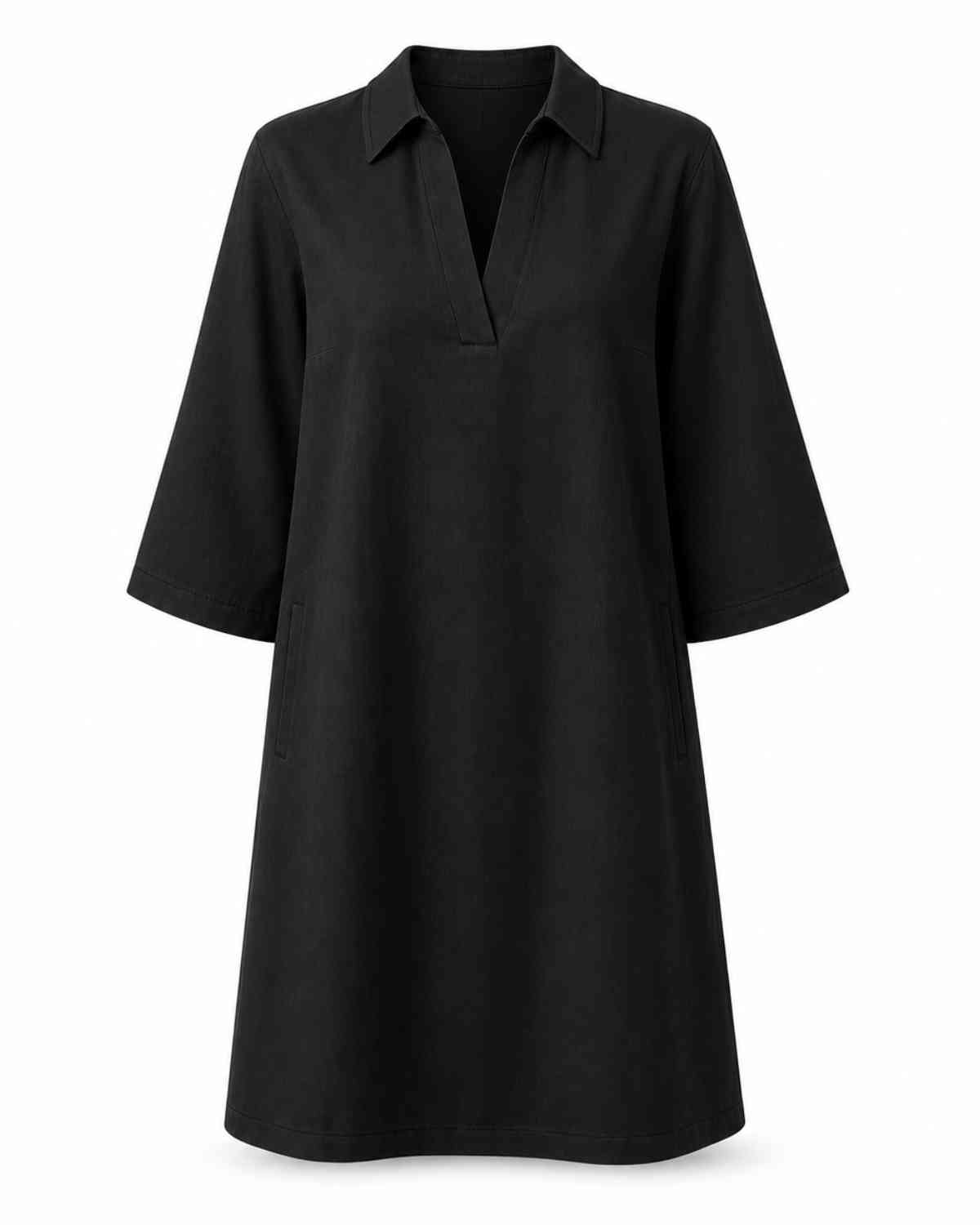 VESTIDO CAMISERO NEGRO JYOTI ALGODÓN ORGÁNICO - Imagen 3